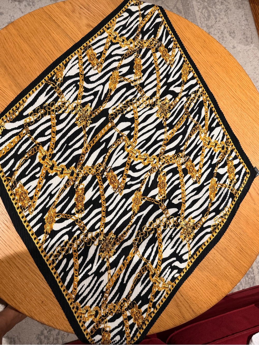 Zara Black, White & Gold Zebra Chain Print Scarf